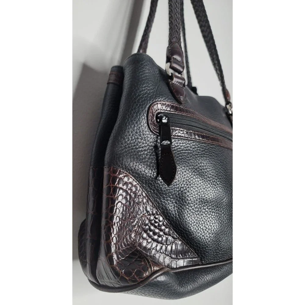 Brighton Black Pebbled Leather Purse Handbag Hobo 2 Compartments Heart w/Case